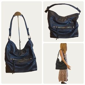 Capacious Textured Vegan Leather Soft Slouchy Hobo Tote Bag EUC